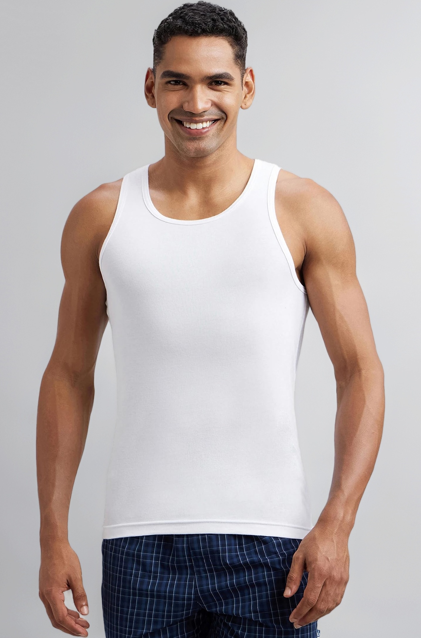 Jockey FP04 Men's Super Combed Cotton Rib Round Neck Sleeveless Vest with Extended Length for Easy Tuck