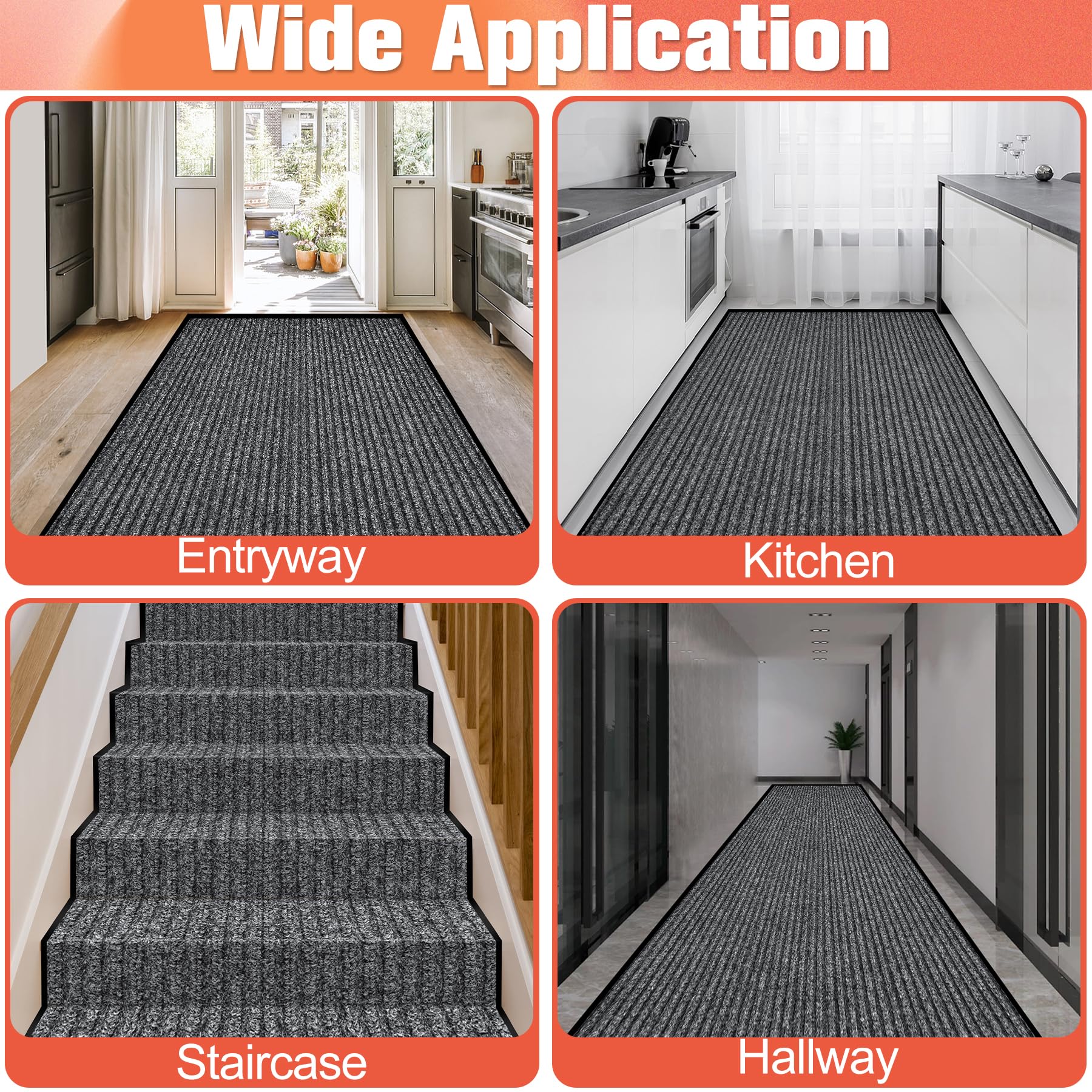 MYFAMIREA Tapete Comercial de 3 x 4 pies, Extra Grande, para Puerta Delantera, Alfombra Industrial Resistente, Alfombra de Entrada con Respaldo de Goma Antideslizante, Perfil bajo para Entrada, Color