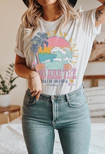 Miniatura 4 de Stay Salty Shirt - Christian Bible Verse T Shirt You Are The Salt Of The Earth Tank Top Summer Beach Faith Based Tee Gift For Women Men Hoodie