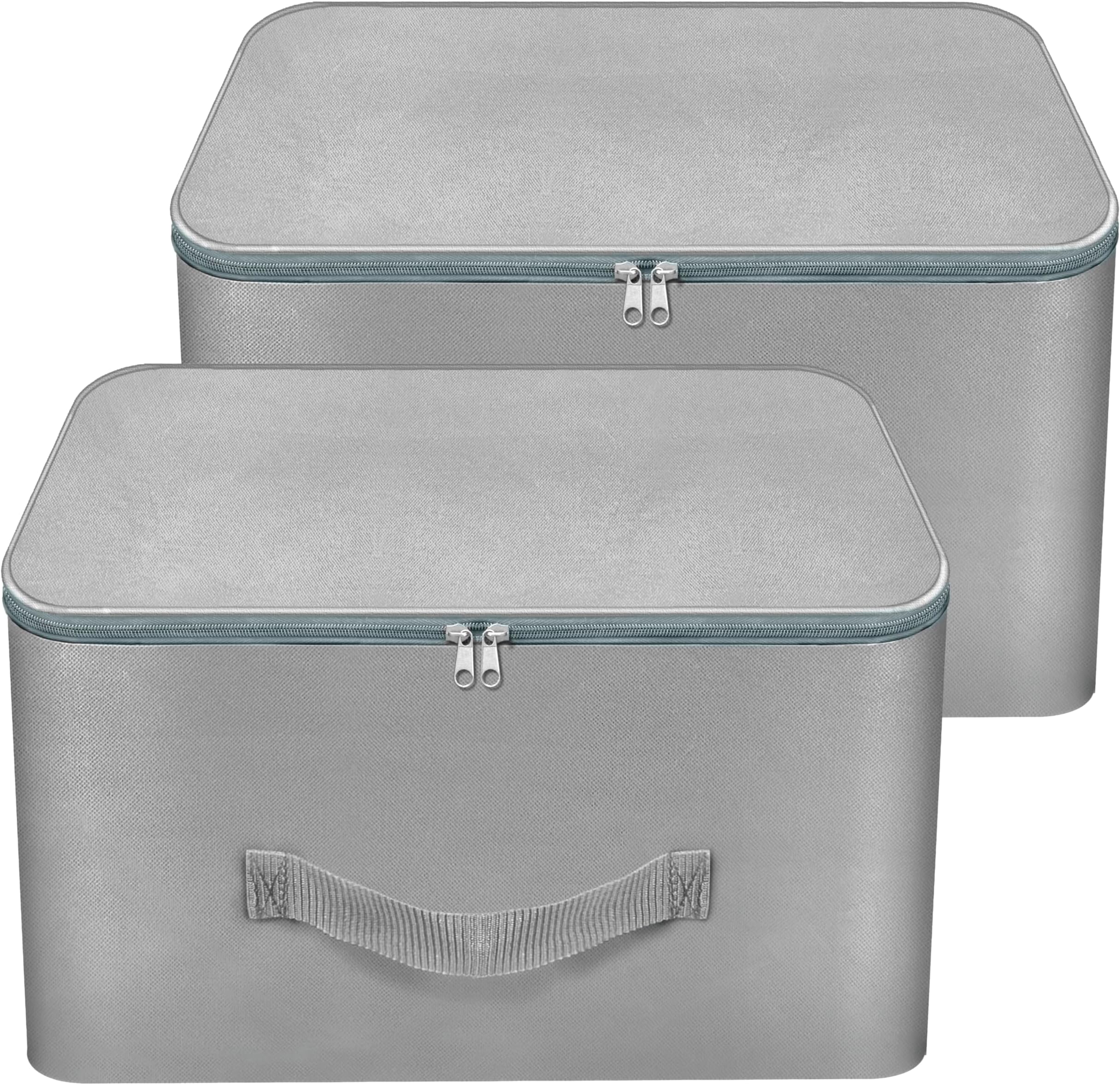 Storite 2 Pack Nylon Wardrobe Bag Underbed Moisture Proof Cloth Storage Organizer, Storage box for Clothes Saree Bags with Zippered Closure & Handle (Grey,37x35x23 cm, Square)