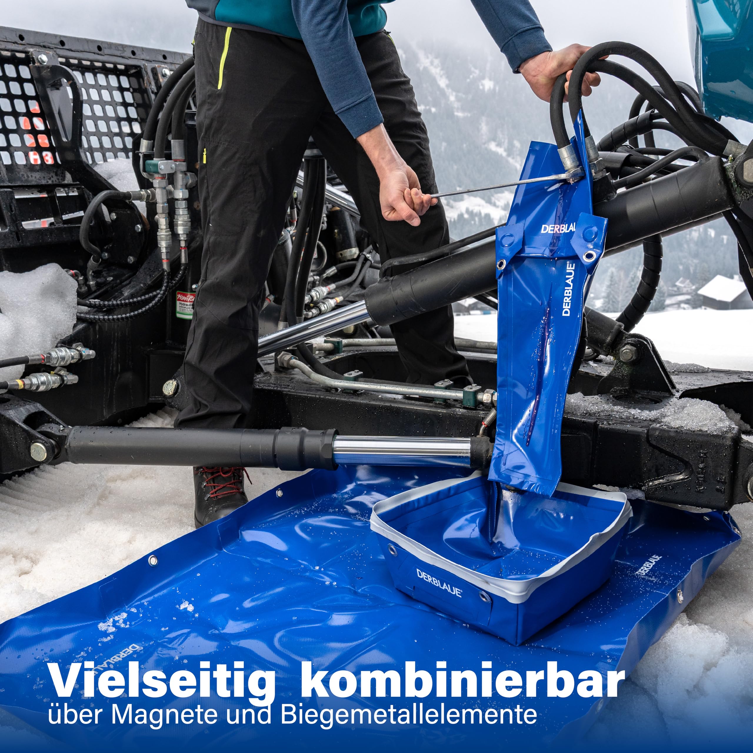 DERBLAUE® Rutsche zum gezielten Leiten von Flüssigkeiten – Auffwangwannen-Zubehör für die Arbeit mit H20 und HYD