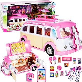 MalPlay 5901924215080 Kamper Dla Lalek Lodziarnia ,Różowy