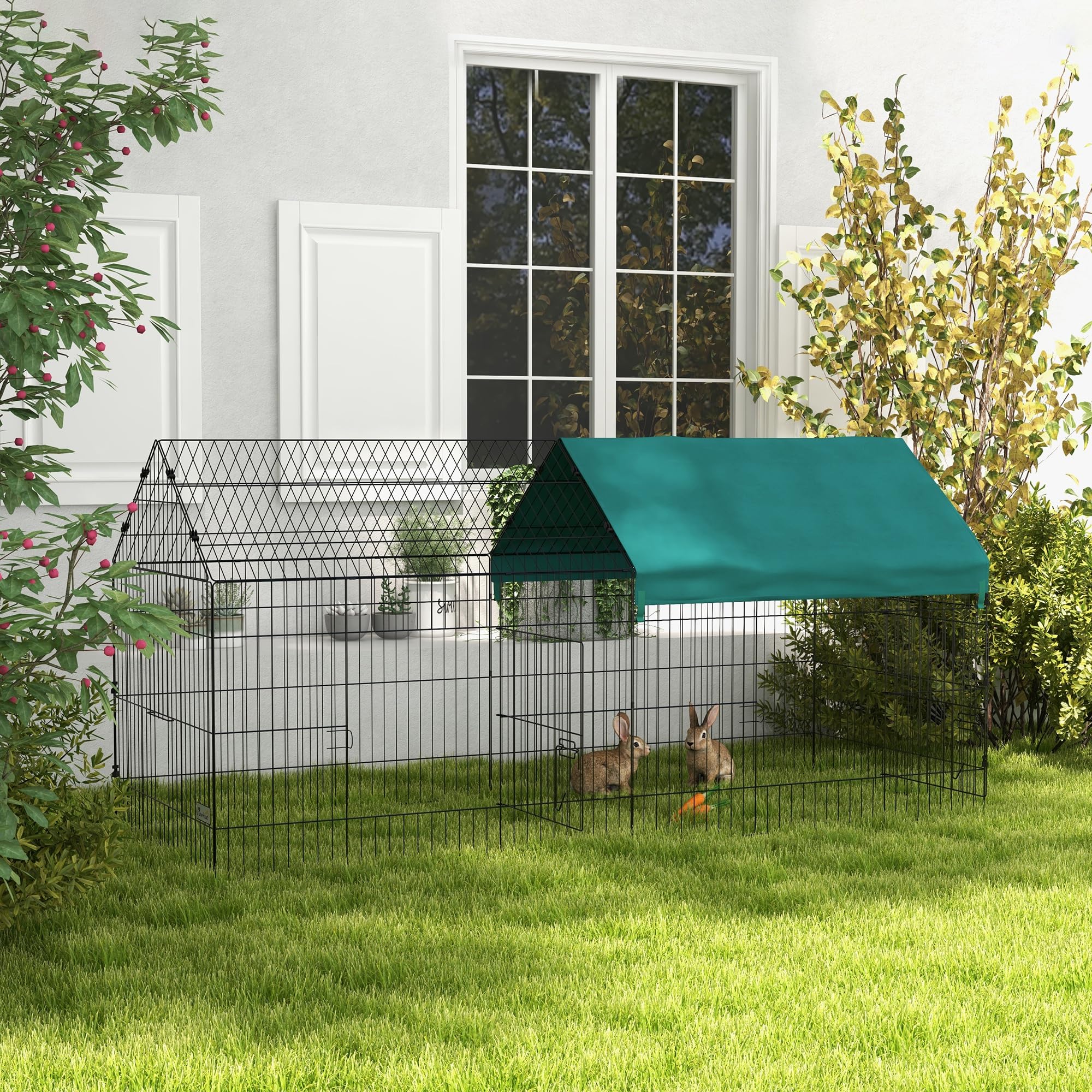 PawHut Gallinero metálico con Cubierta 87" x 34" x 41" Verde