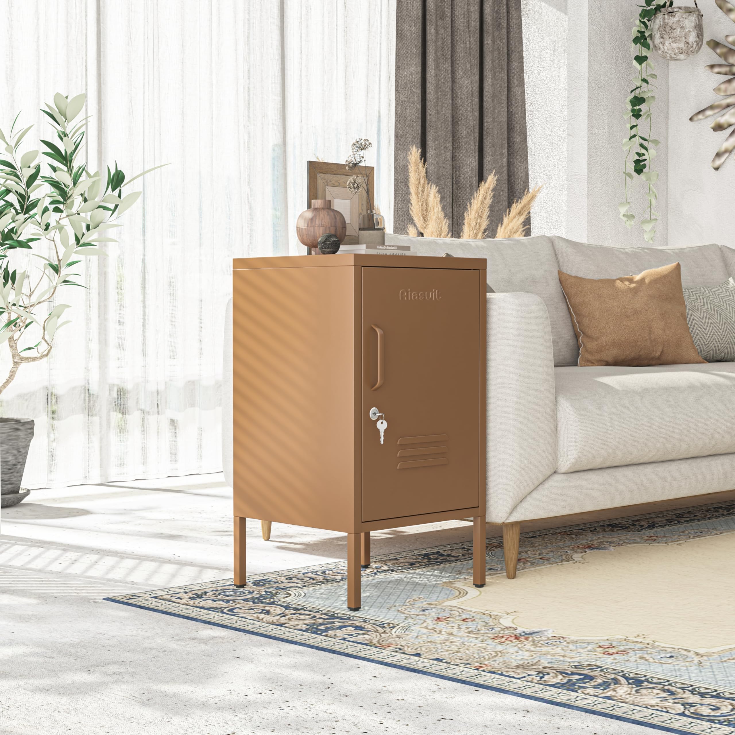 Side Table 2-Layer Storage Cabinet Adjustable Storage Rack To Store Mobile Phones, Books, Decorative Living Room Locker Multi-Display Cabinet Storage Cabinets Brown Size?27.55