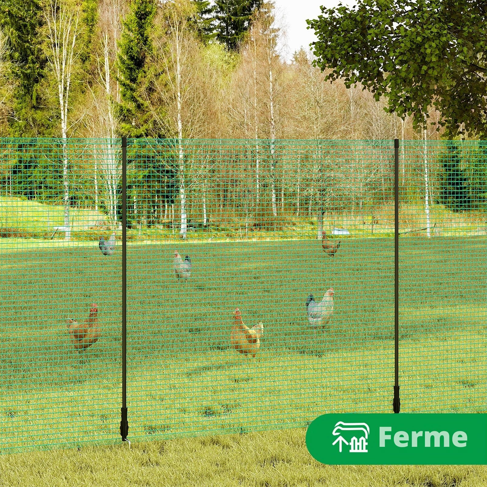 WOLTU Filet de Volière 20x1,2m, Filet Anti-Oiseaux Filet de Protection Jardin, Clôture pour Poules, avec Cordes Piquets de Terre Attaches-Câbles, 53 g/m² PE, Vert