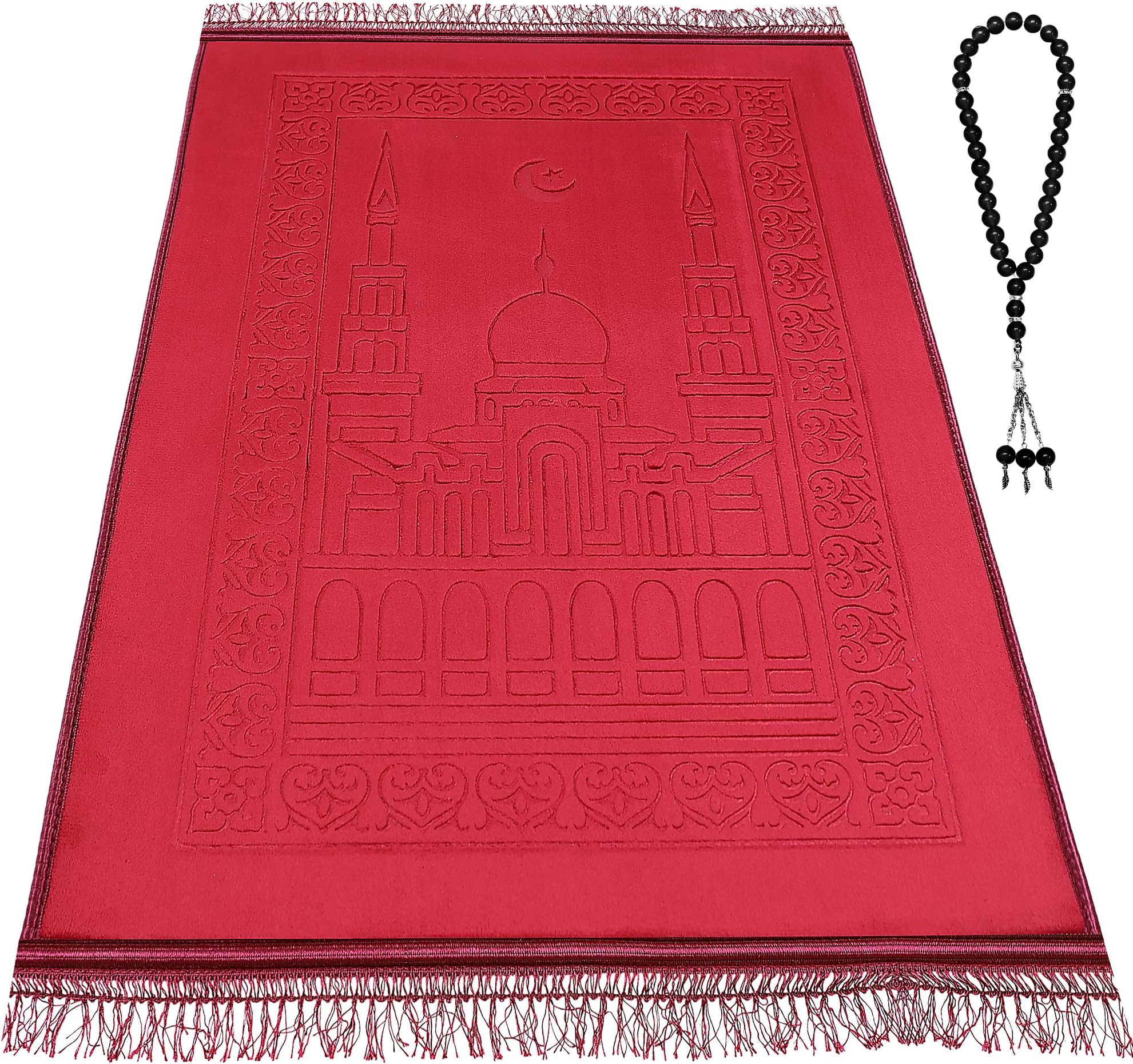 Muslim Prayer mat Extra Soft and Thick Padded Rug for Eid Travel Ramadan Islamic Gift and Great for Knees and Forehead