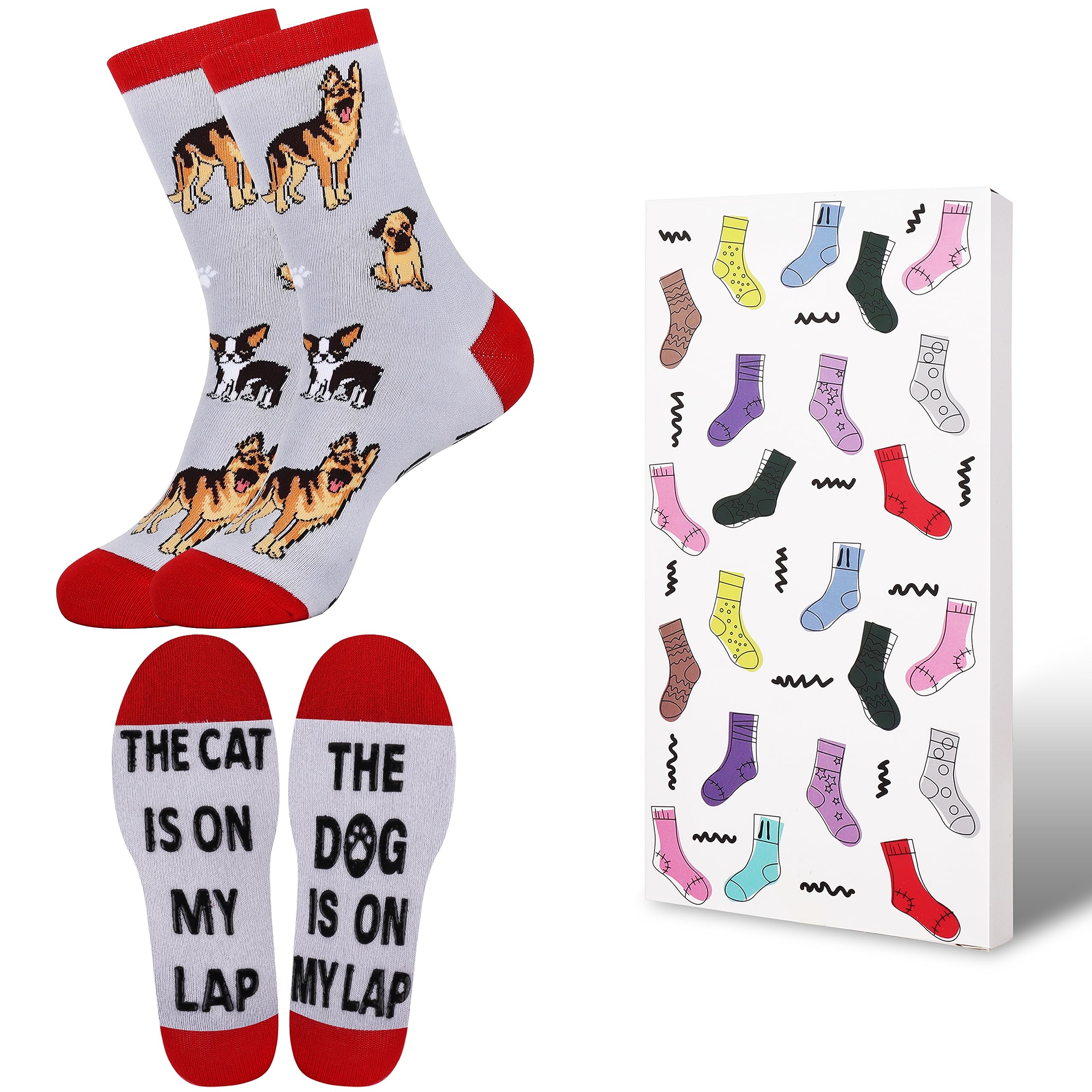 Jeasona Dog Dad Socks Calf-length with Gripper Dog Owner Gifts Men Dog Dad Gifts for Fathers’ Day Dog Dad Gifts for Men Dog Lover Birthday Gifts for Men Christmas