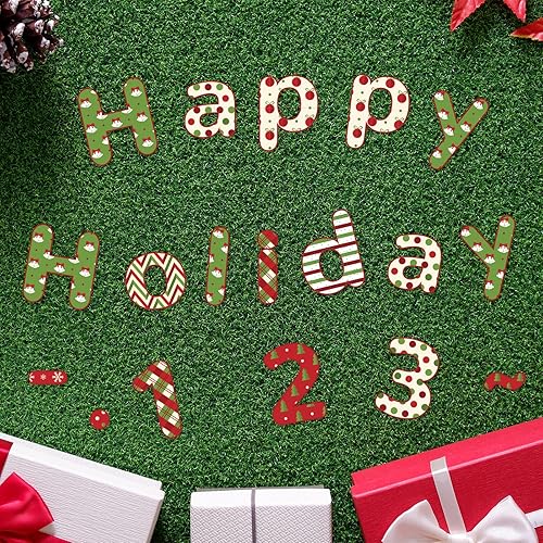 Miniatura 5 de Paquete combinado de 198 letras de pizarra de Navidad para el aula, letras del alfabeto, números, símbolo de puntuación, mini recortes para niños,