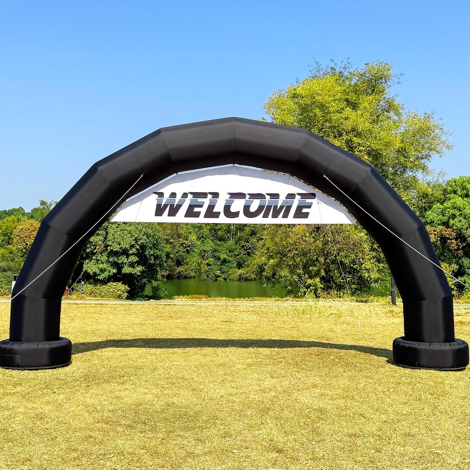 20Ft Half-Circle Inflatable Arch with Built-in Blower - Black, Archway Recommended for Races, Marathons, Organized Events, Carnivals, Festivals, Parties