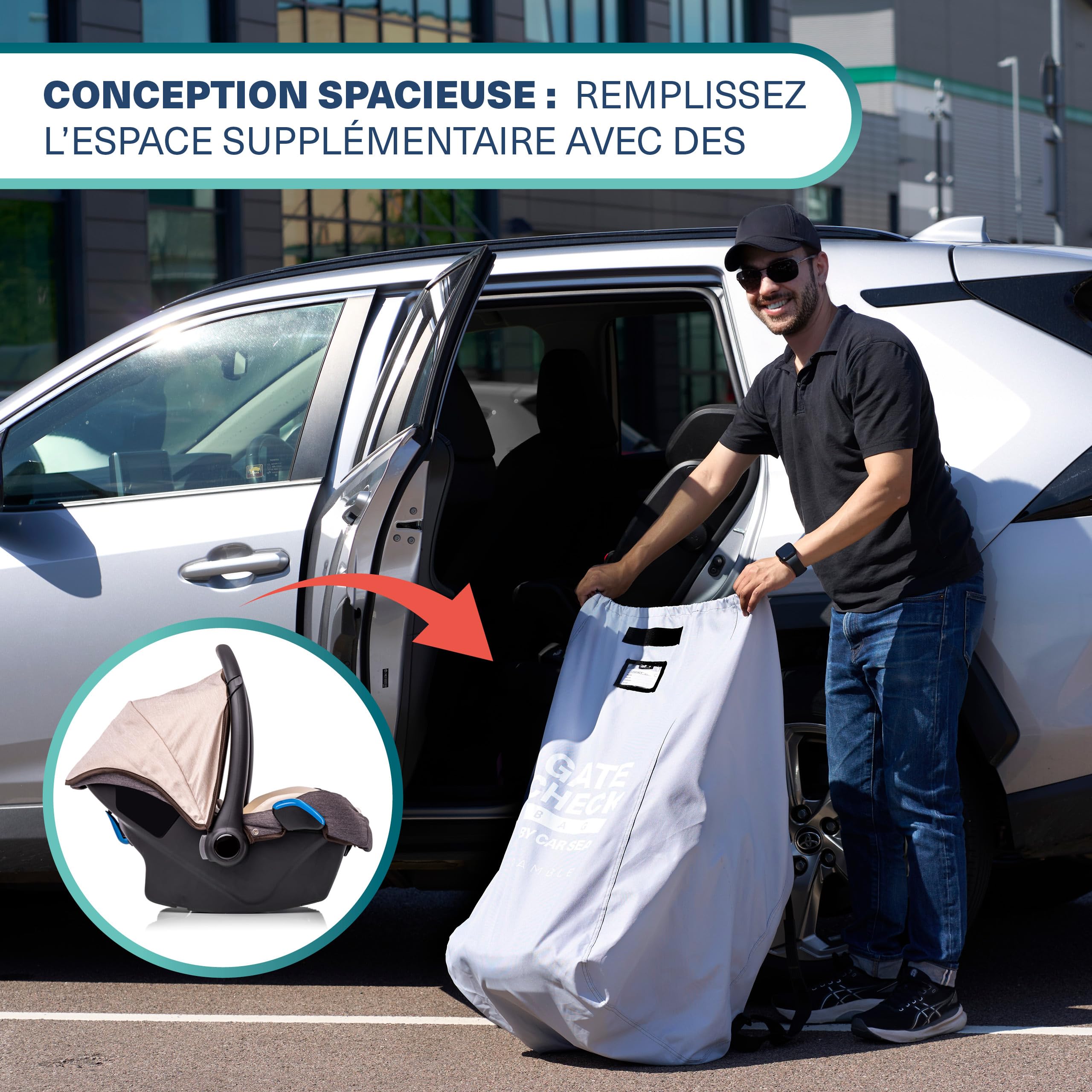 BRAMBLE - Housse de siège Auto pour l'enregistrement à l'aéroport - Housse de siège Auto pour Les Voyages à l'aéroport - Housse de Transport résistante à l'eau (Gris)