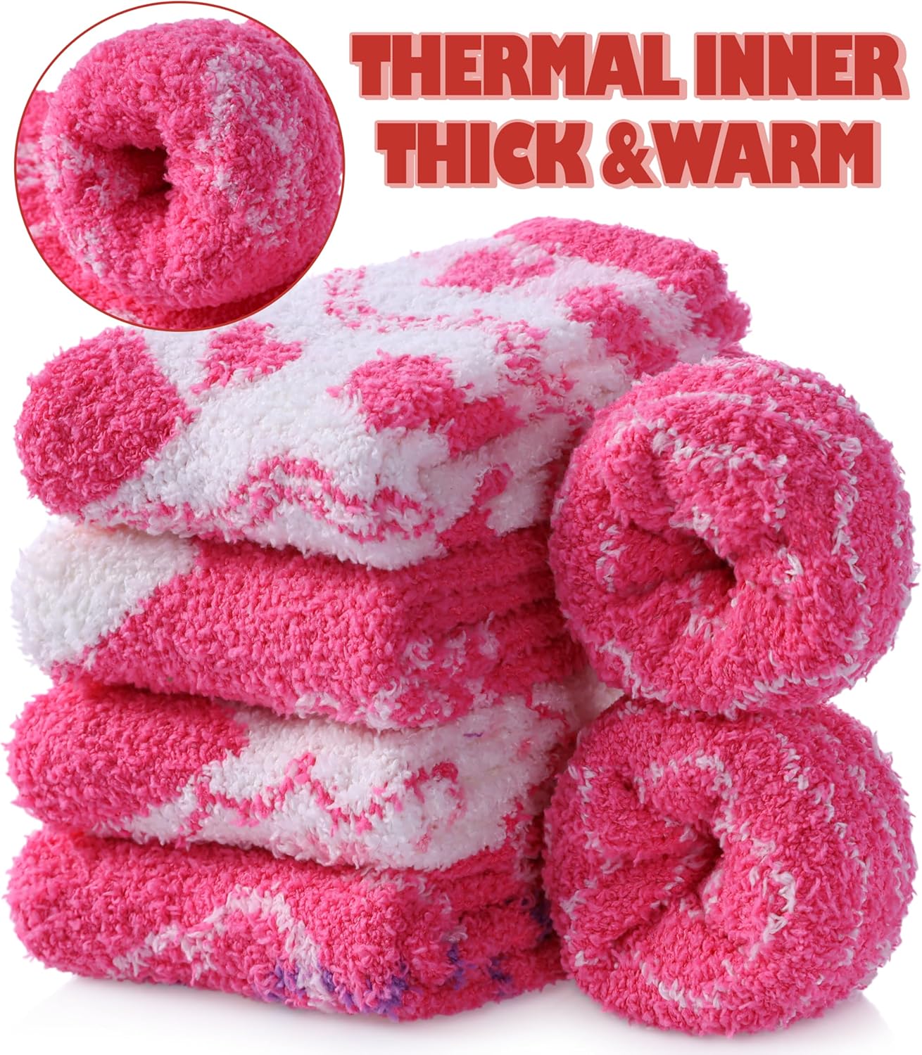 LINEMIN Womens Fuzzy Socks Cozy Fluffy Winter Slipper Warm Thick Fleece Soft Home Sleeping Socks - Image 5