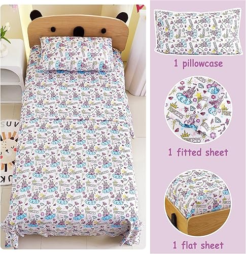 Miniatura 7 de Juego de sábanas para niños, tamaño individual, 3 piezas, transpirables y sedosas, suaves al tacto, sábanas de ballet para niña