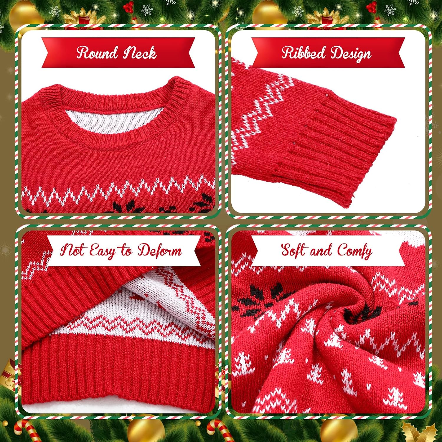 Xaatren Ugly Christmas Matching Family Sweater Xmas Knit Outfit with Hat Pullover Sweaters Classic Traditional Holiday Jumper