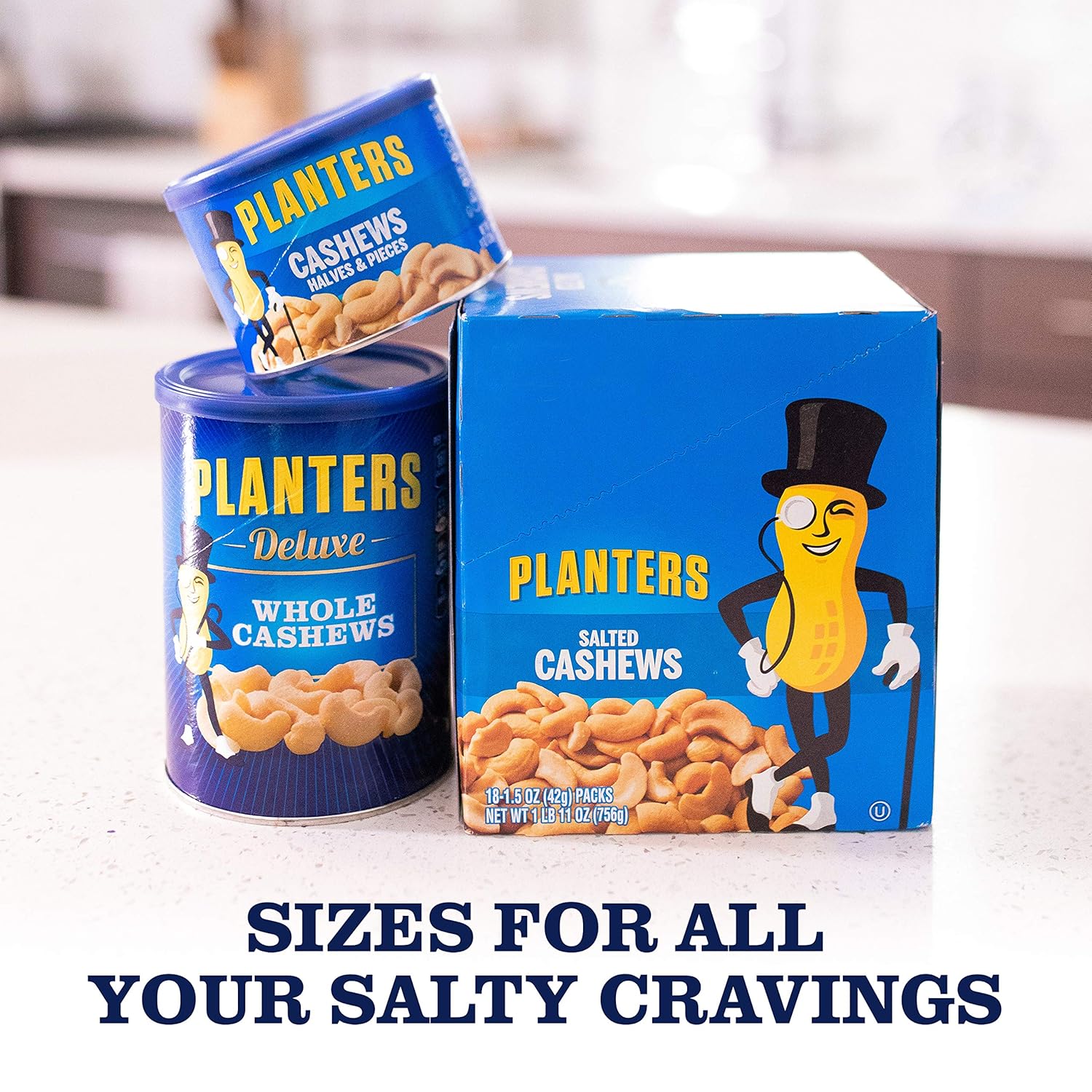 PLANTERS Deluxe Lightly Salted Whole Cashews, 2.25 oz. Resealable Canister - Lightly Salted Cashews & Lightly Salted Nuts - Nutrient Dense Snacks for Adults & Kids - Vegan Snacks, Kosher : Grocery & Gourmet Food