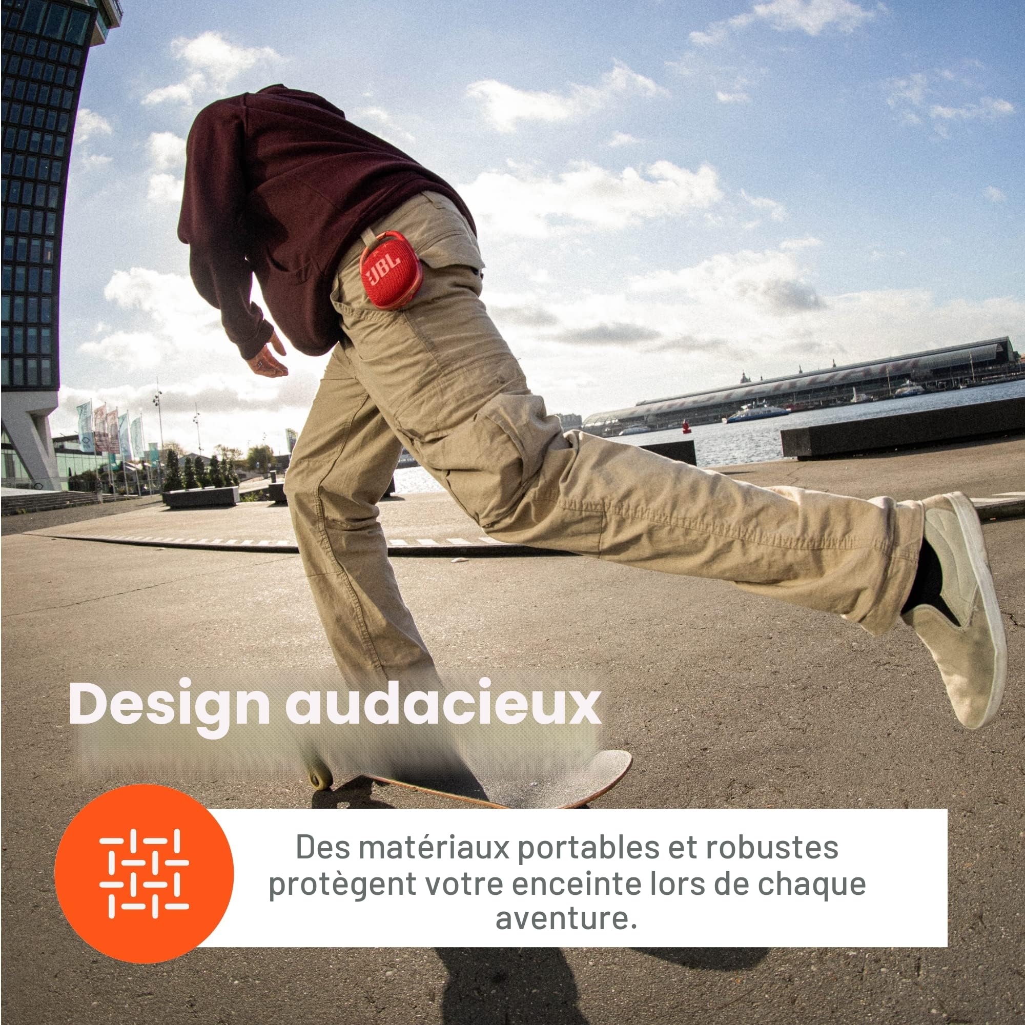 JBL Clip 4 Mini haut-parleur Bluetooth étanche IP67, gros son et basses puissantes, mousqueton intégré, 10 heures de lecture