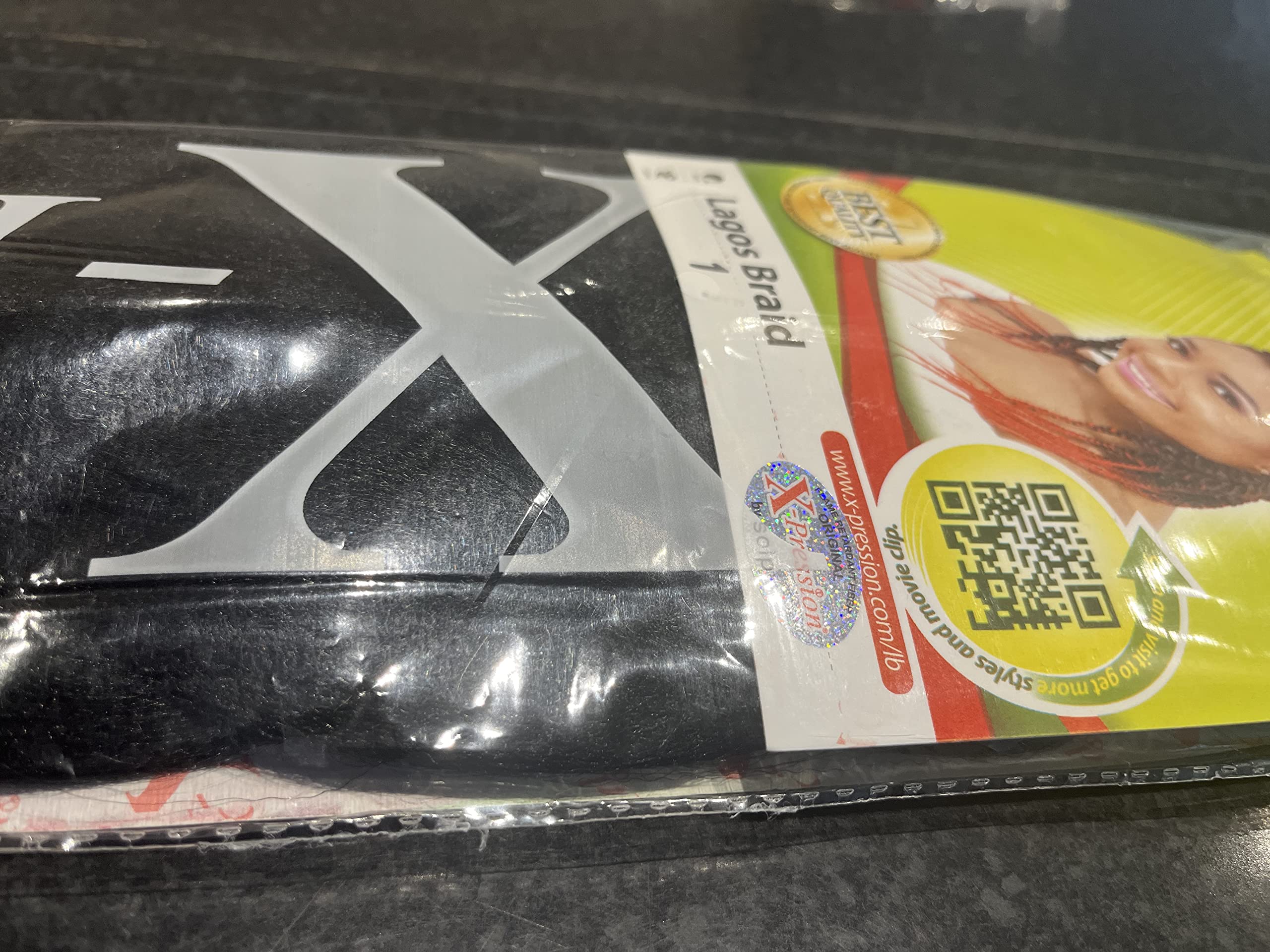 XPRESSION LAGOS BRAID Pre-Pulled Hair Extension 42″-46″PACK-1B Natural Black 4pc