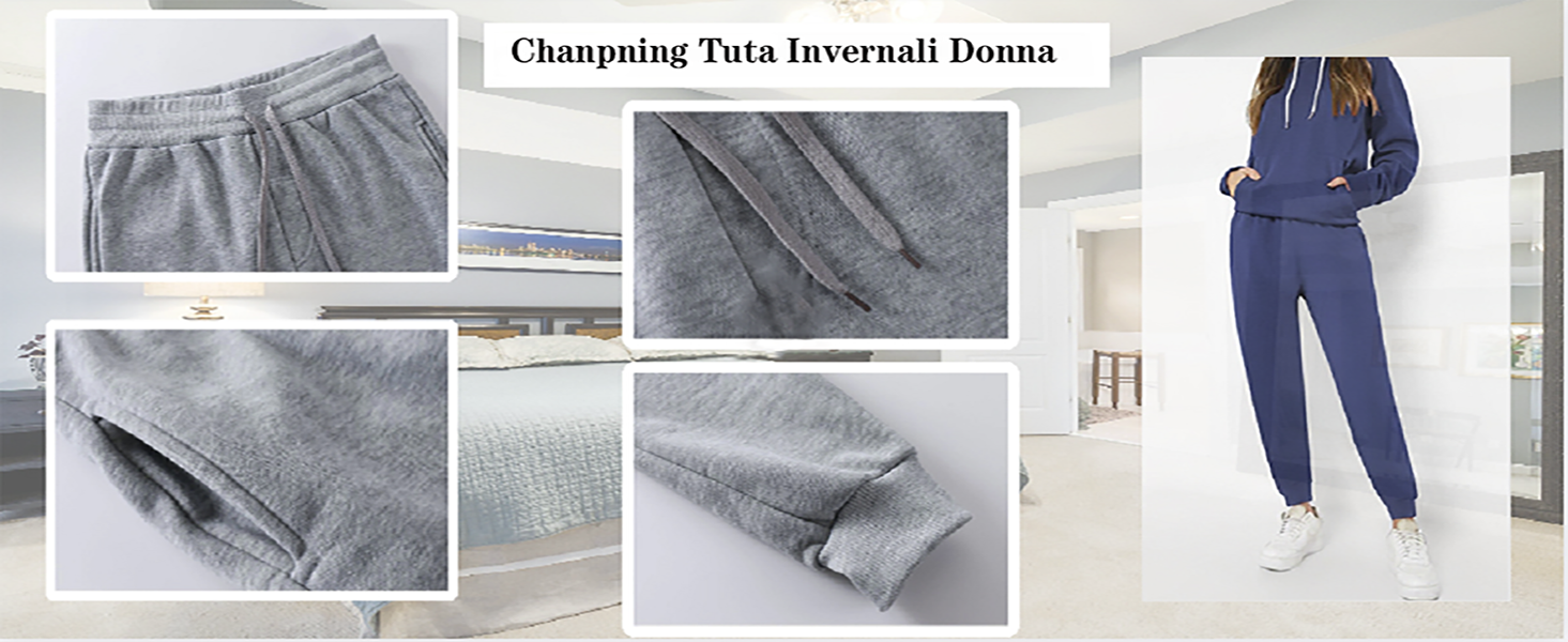 Tuta Sportiva Donna Larghi - Completo Elegante 2 Pezzi Con Cappuccio E Pantaloni Vita Alta, Taglie Forti - Invernale, Passeggio, Palestra, Curvy