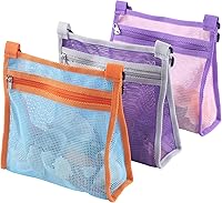 Vista 8 de LEAFOREST Bolsa de playa grande con cremallera, bolsa de malla ligera para juguetes de arena de piscina