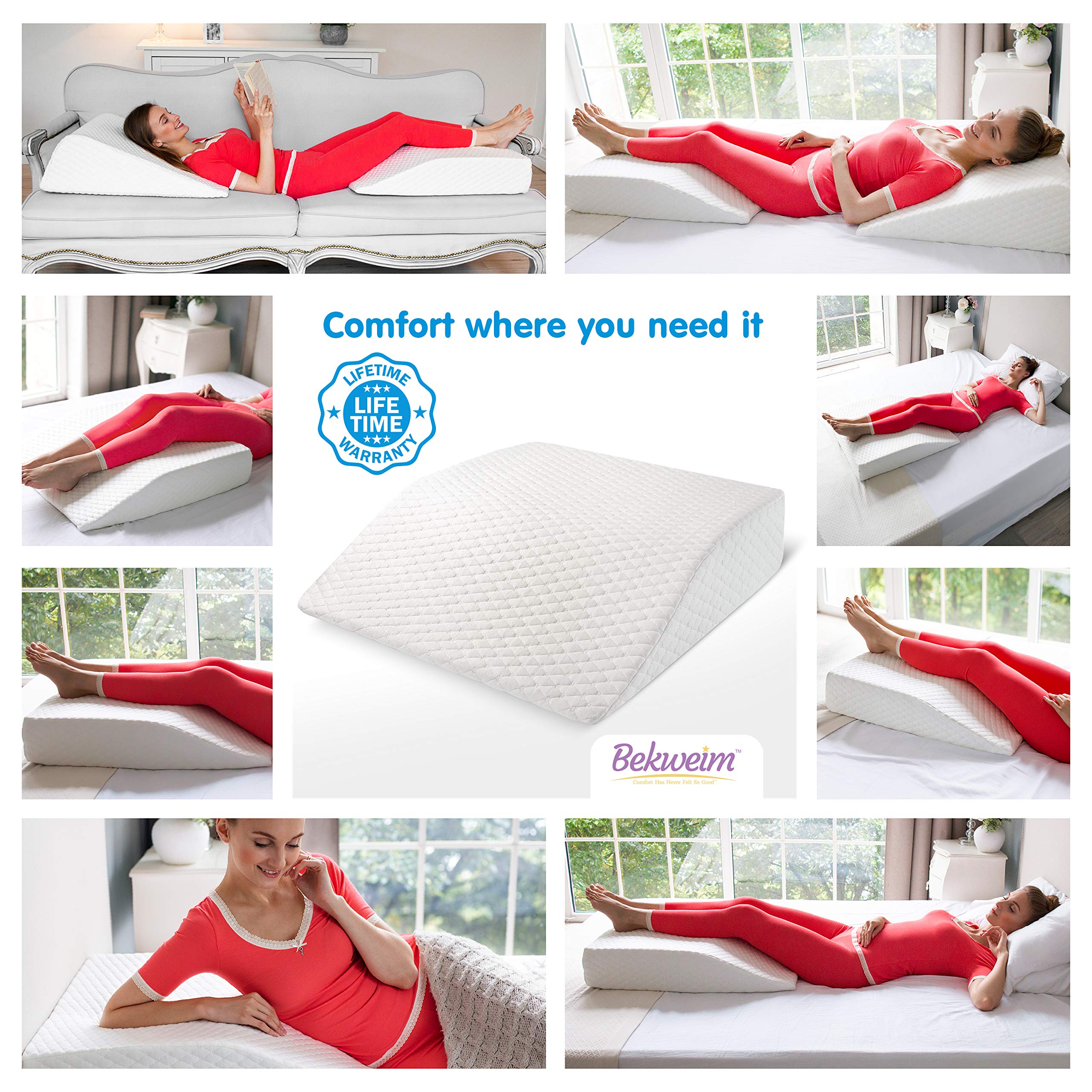 Long Leg Elevation Pillow for Circulation 2 Covers Included Memory