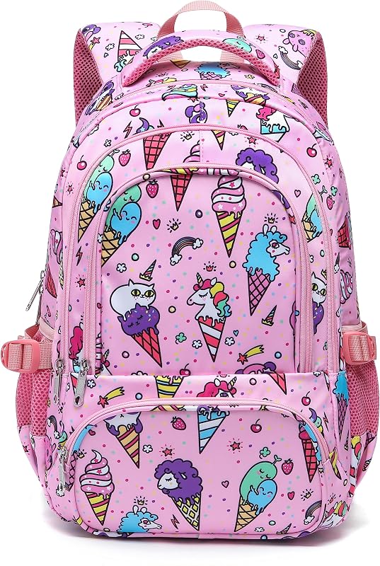 School Backpack for Girls Kids Elementary Primary School Book Bag Unicorn Ice Cream Cute Back to School Bags Mochila Escolares para Niñas17 Pink