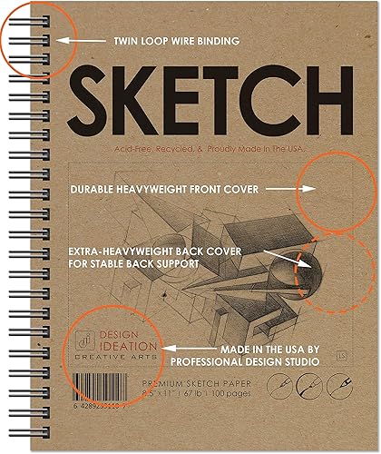 Miniatura 8 de Design Ideation Cuaderno de bocetos cuaderno de bocetos de papel premium para lápiz, tinta, marcador, carbón y pinturas de acuarela. Ideal para