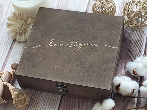 Miniatura 2 de Love You - Regalos de madera de memoria para niñas, regalos únicos de boda, grabado láser, caja de aniversario de madera para regalo de 21