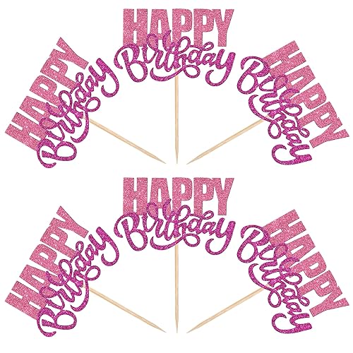 Miniatura 10 de 24 piezas de decoración para cupcakes de cumpleaños con purpurina de doble capa para celebrar el tema de baby shower, niños y niñas, cumpleaños,