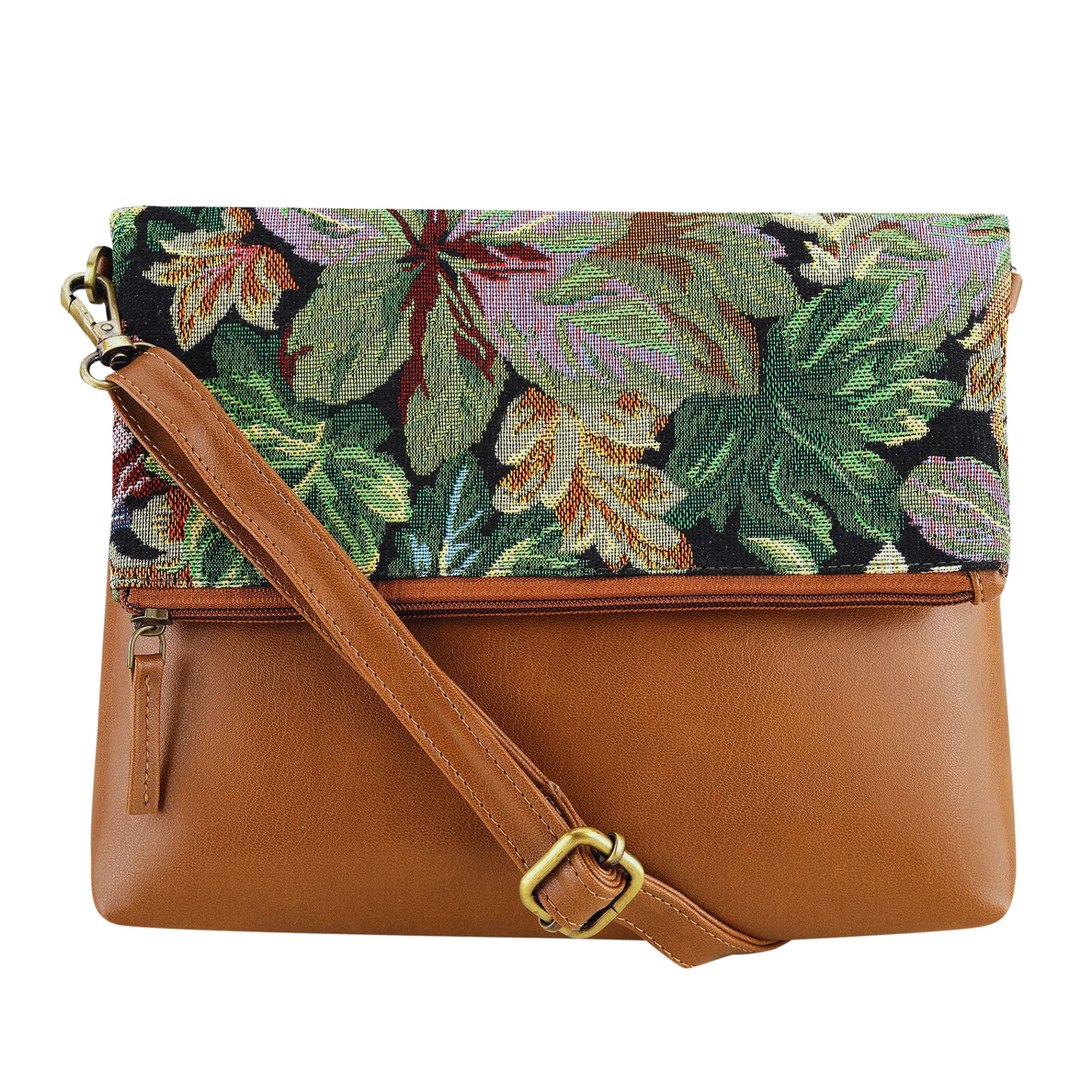 HAMELIN Womens Fold Over Sling Bags For Girls And Women | Stylish Vegan Leather Ladies Purse For Mobile/Makeup (Floret), Multicolor (B0BSBRJJCS) Amazon Price History, Amazon Price Tracker