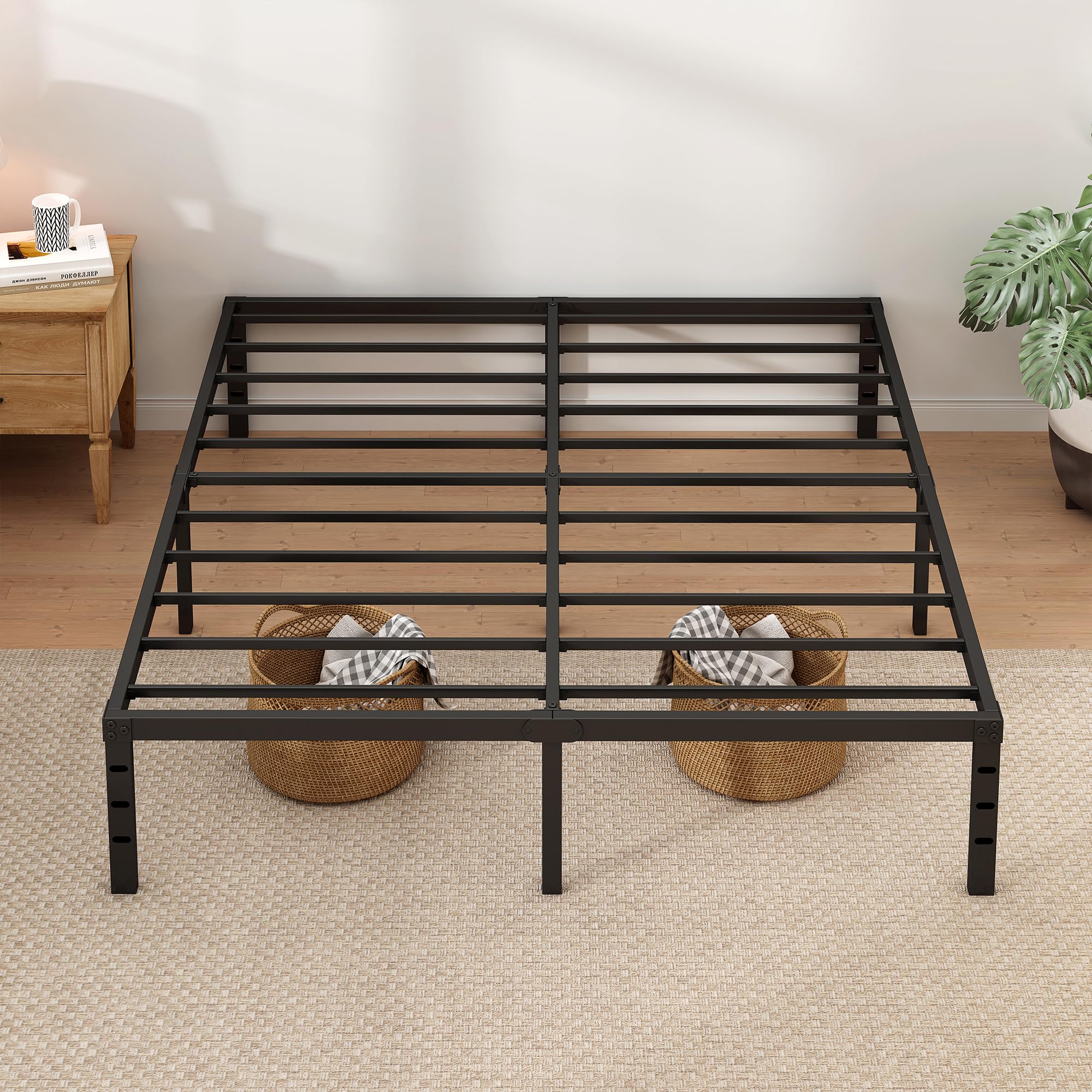 NEW JETO Metal Bed Frame,Queen Size Bed Frame with Storage Space,Heavy Duty Stur — product photo