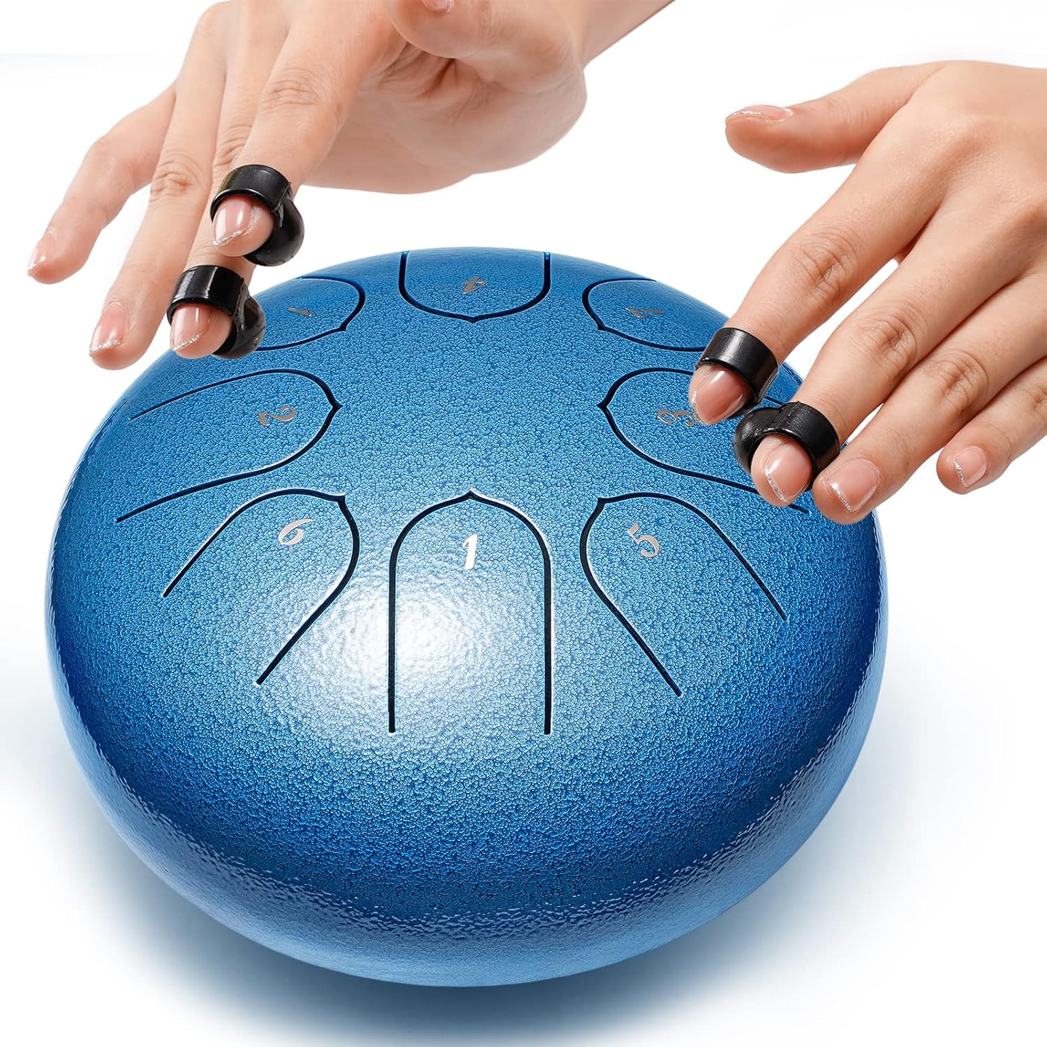 Lronbird Steel Tongue Drum Percussion, 6 Inch 8 Notes Musical Instruments, Music Gifts for Family Friends (Seablue)