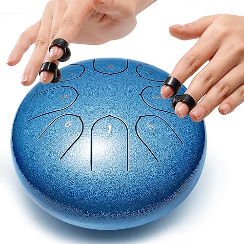 Vista 26 de Percusión de tambor de lengua de acero, instrumentos musicales de 6 pulgadas, 8 notas, regalos musicales para familiares y amigos (obsidiana)