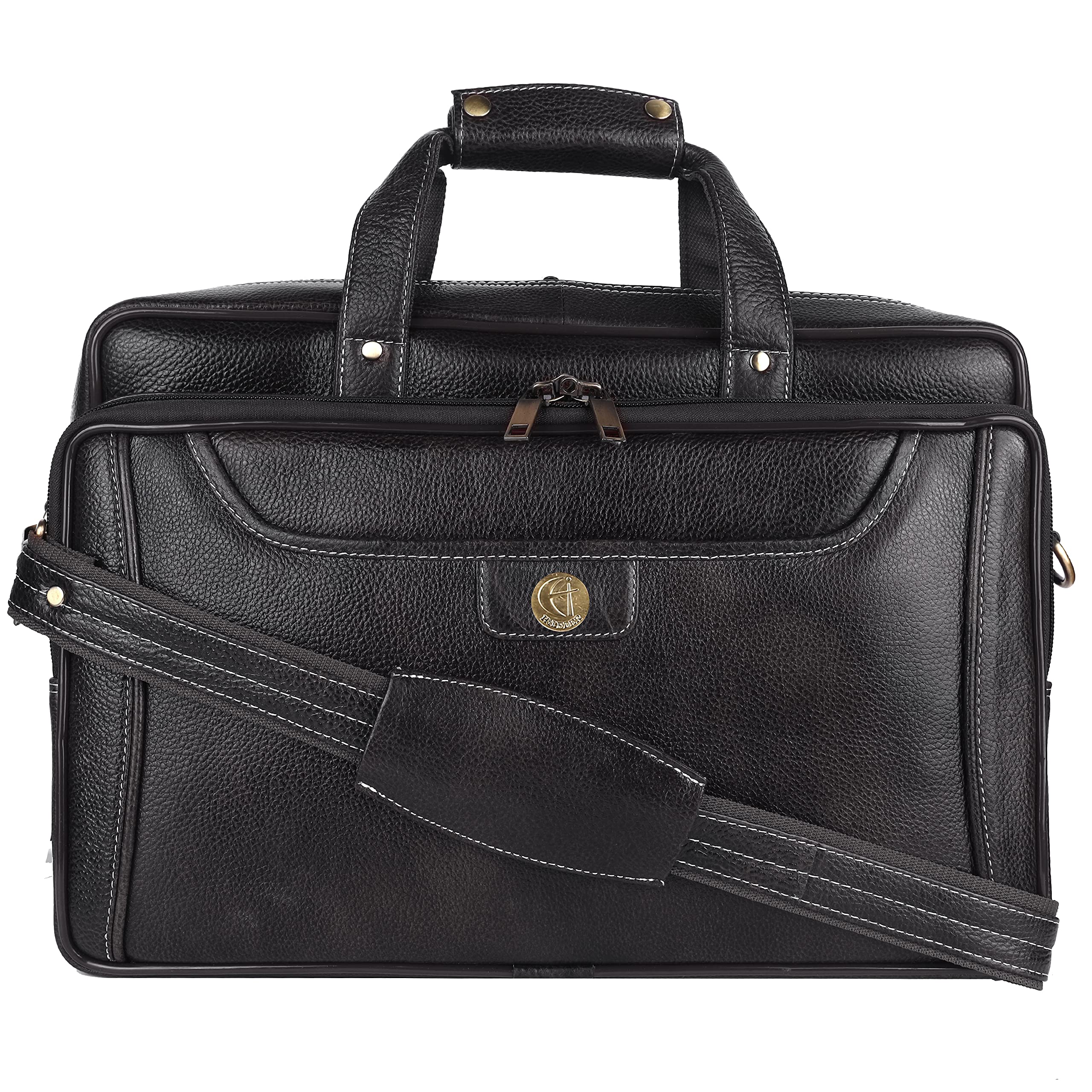 HiLeder 100% Pure Genuine Premium NDM Leather 15.5 inch Briefcase Laptop Messenger Satchel Office Bag, Black (B09B7TQY5J) Amazon Price History, Amazon Price Tracker
