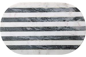 Bloomingville Black and White Marble Cheese Board with Stripes