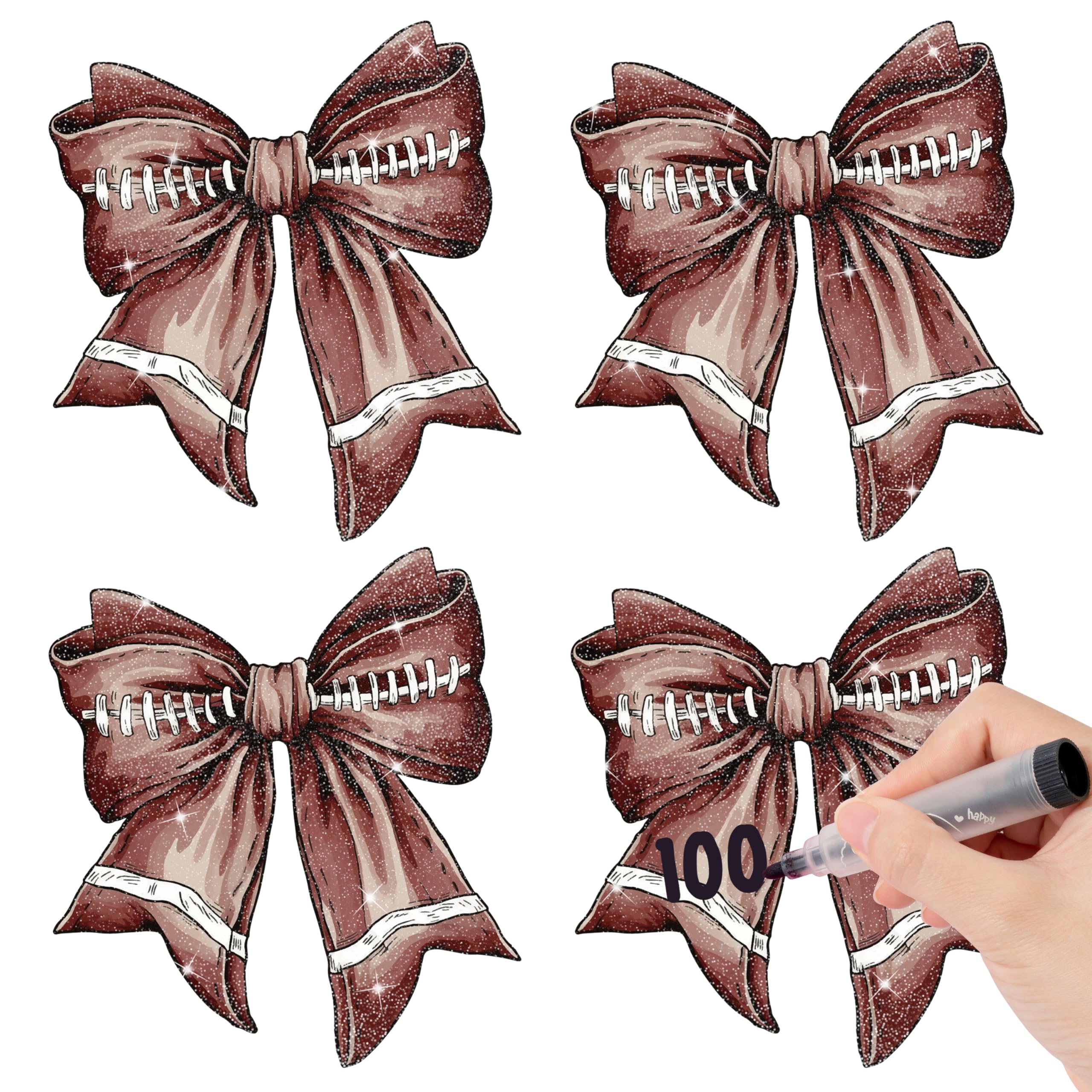 Glitter Football Bow Cutouts for Sport Party Favor Bulletin Board Decor