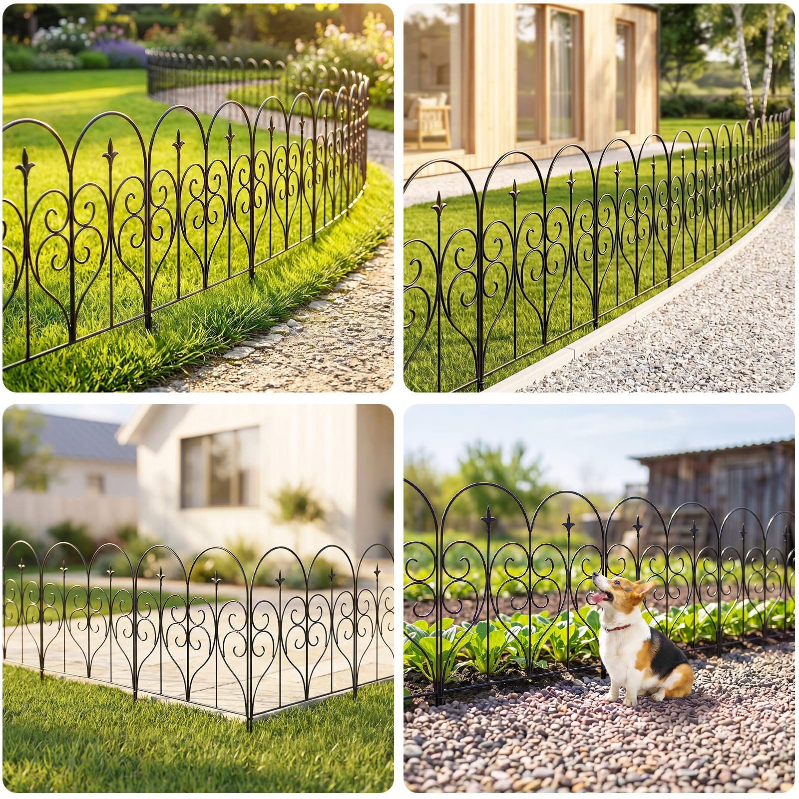 Thealyn Bordure de clôture, de Jardin décorative en métal 81 cm x 3 m