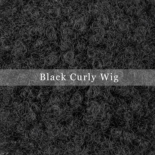 Miniatura 8 de Peluca afro para hombre peluca corta y rizada negra de los años 70 para hombres pelucas de discoteca de cabello sintético esponjoso natural para