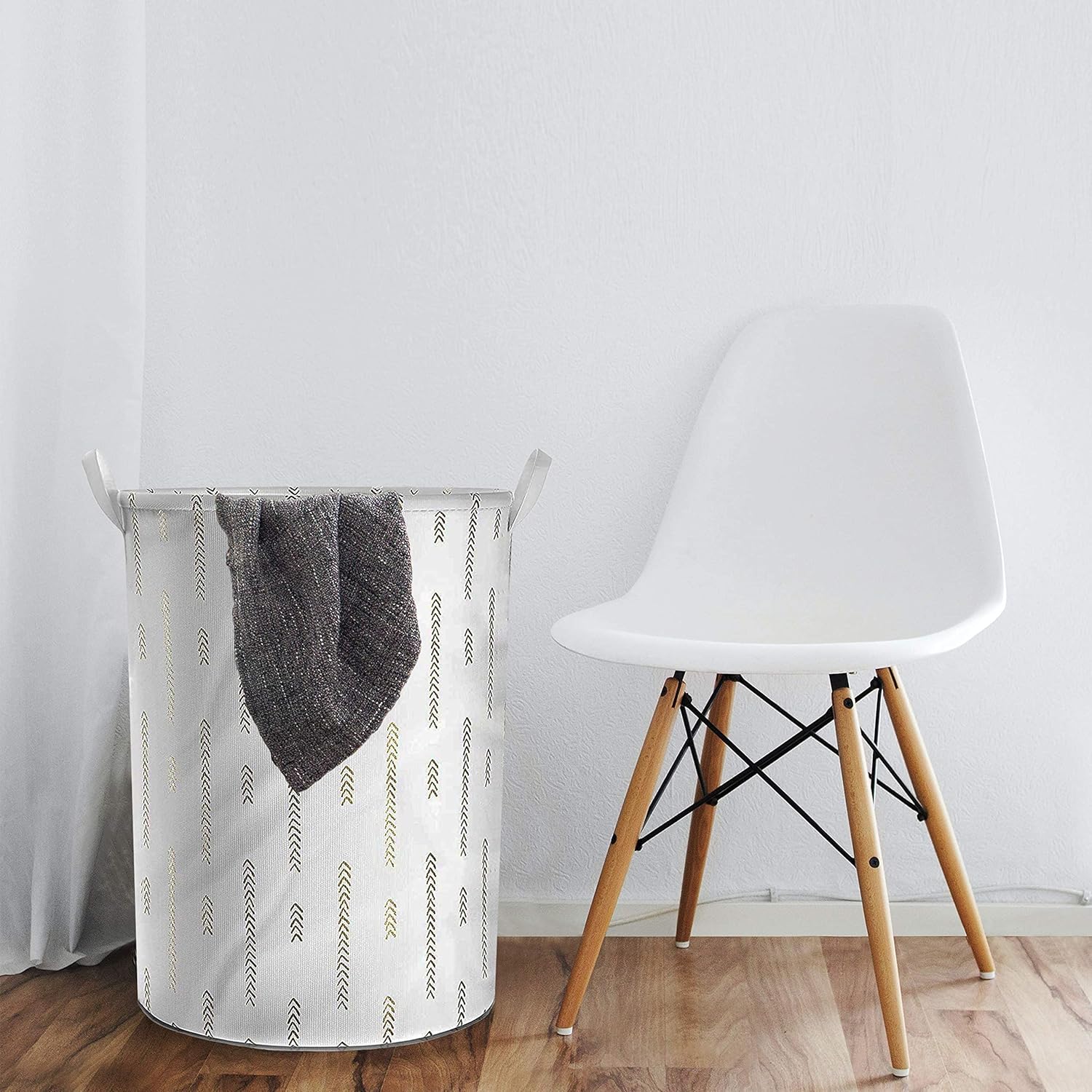 Collapsible Laundry Baskets - Clothes Hampers for Laundry - Cotton Linen Laundry Bin w/ Waterproof Lining and Drawstring (Gold, Large) : Home & Kitchen
