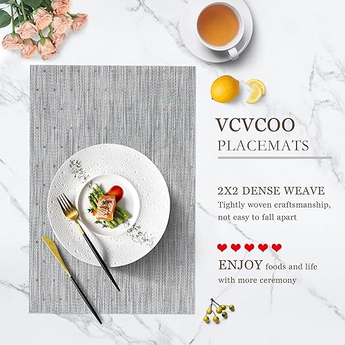 Miniatura 2 de Juego de 4 manteles individuales grises  Juego de 4 manteles individuales de plástico duradero tejido de vinilo resistente al calor para decoración