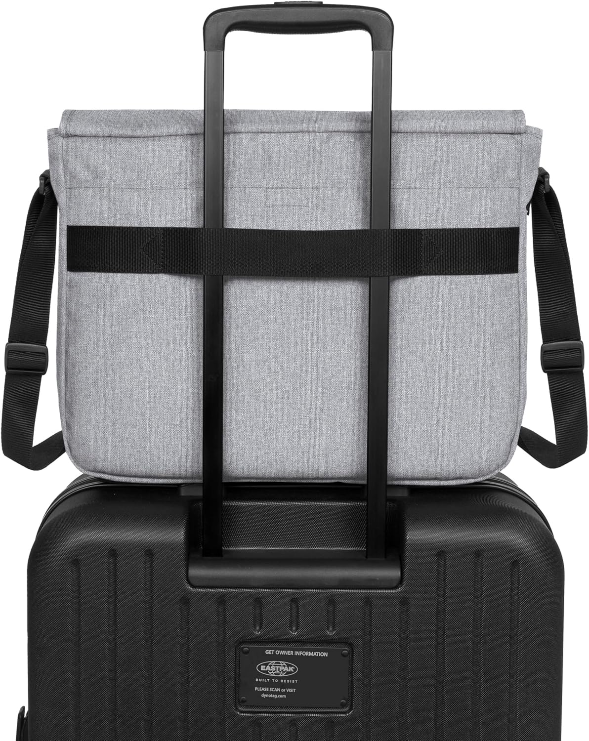 EASTPAK Delegate + – 20L Weatherproof Shoulder Bag with 17" Laptop Sleeve, Trolley Strap, Reflective Details, Adjustable Padded Strap, Sunday Grey