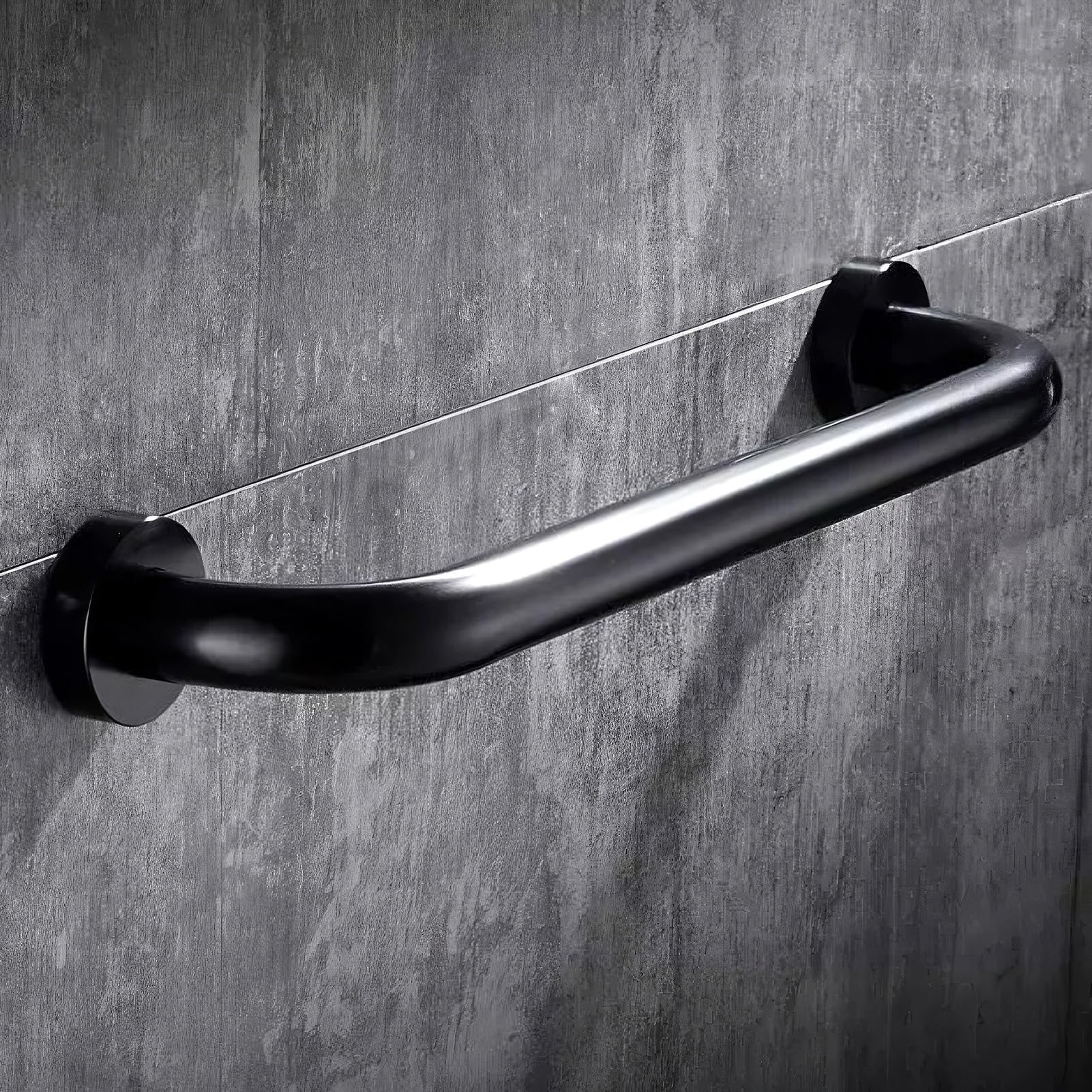 Fkxsxaz Black Grab Bar For Bathroom And Shower, Anti Slip Stainless Steel Handrail, Bathtubs Auxiliary Safety Handle, Handicap Rails Bathroom(Black)(100Cm/39In)