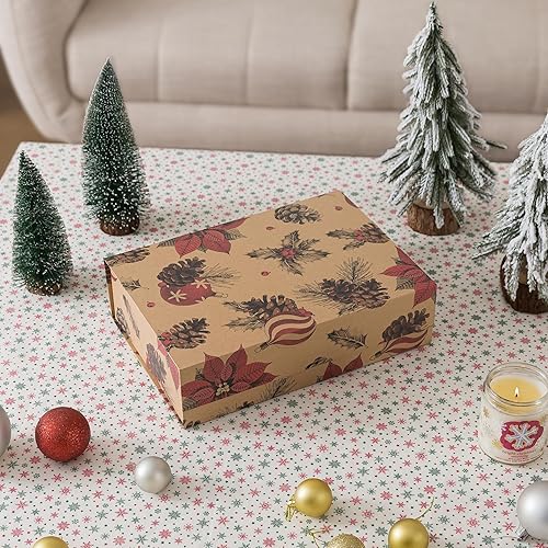 Miniatura 5 de Soul & Lane Caja de regalo de Navidad con tapa, 12.5 x 9.0 x 3.5 pulgadas, caja de regalo magnética de Navidad para regalos con diseño navideño y