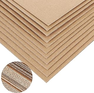 50PACK Corrugated Cardboard Sheets 12x12 Inches, 1/8Inch Thick Flat Cardboard Sheets, Brown Kraft Paper for Brown Statione...