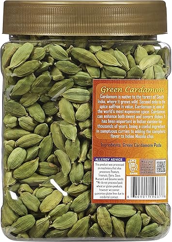 Miniatura 4 de Rani Green Cardamomomo Pods Spice (Hari Elachi) Tarro PET de 14 onzas (14.11oz)  Todo natural  Vegano  Apto para gluten, sin OMG  Producto de la