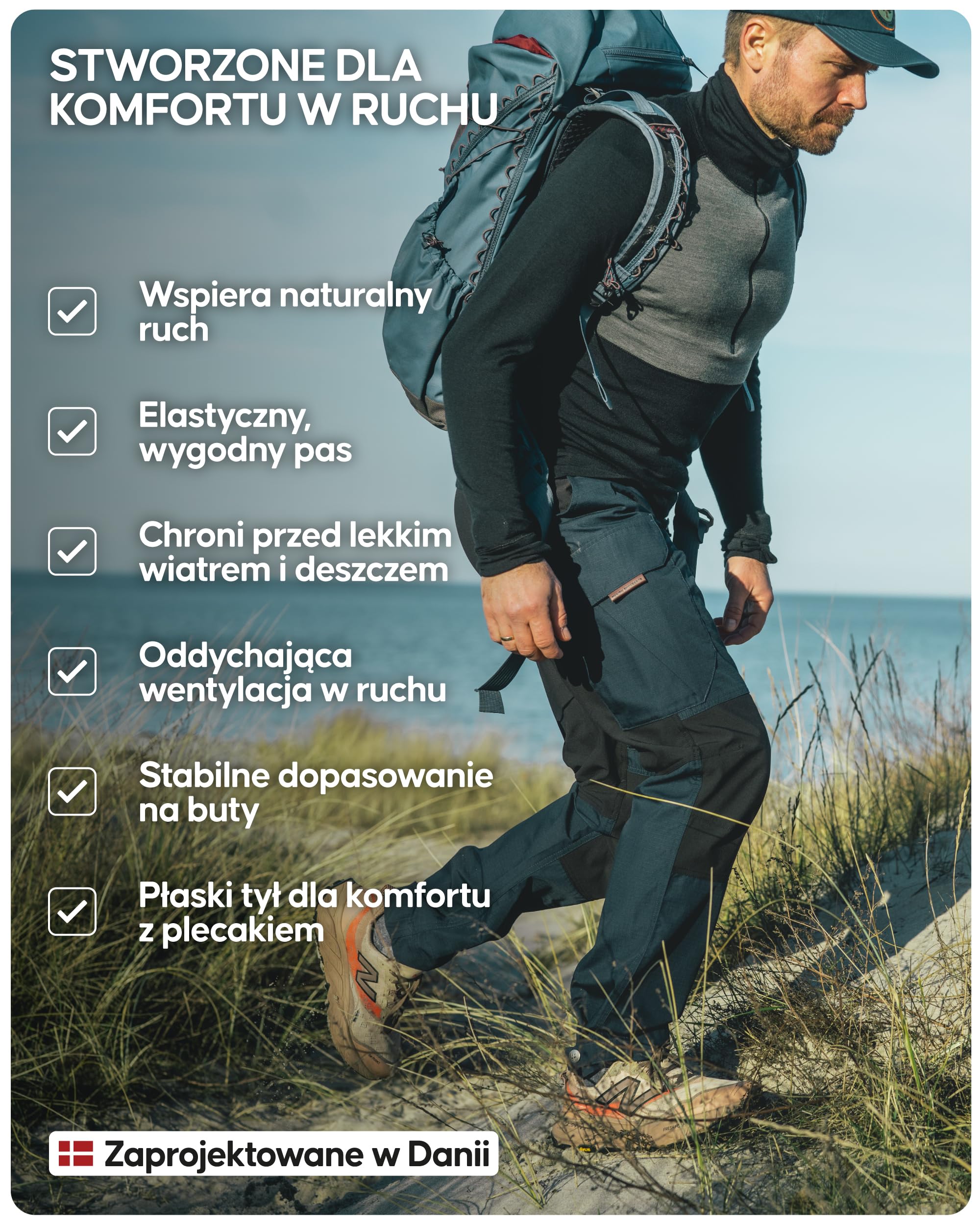 DANISH ENDURANCE Spodnie Męskie do Trekkingu, Spodnie do Wędrówek, Wytrzymałe i Wodoodporne, Regularny Krój