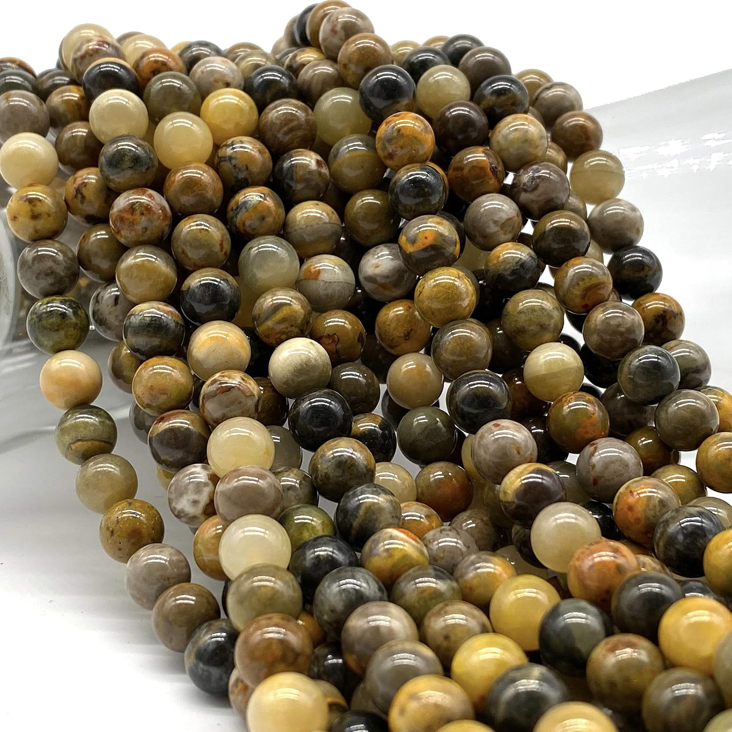 ABCGEMS Indonesian Bumble Bee Jasper Beads (Mine Inside an Active Volcano at Mount Papandayan, West Java) Smooth Round 10mm - Image 6