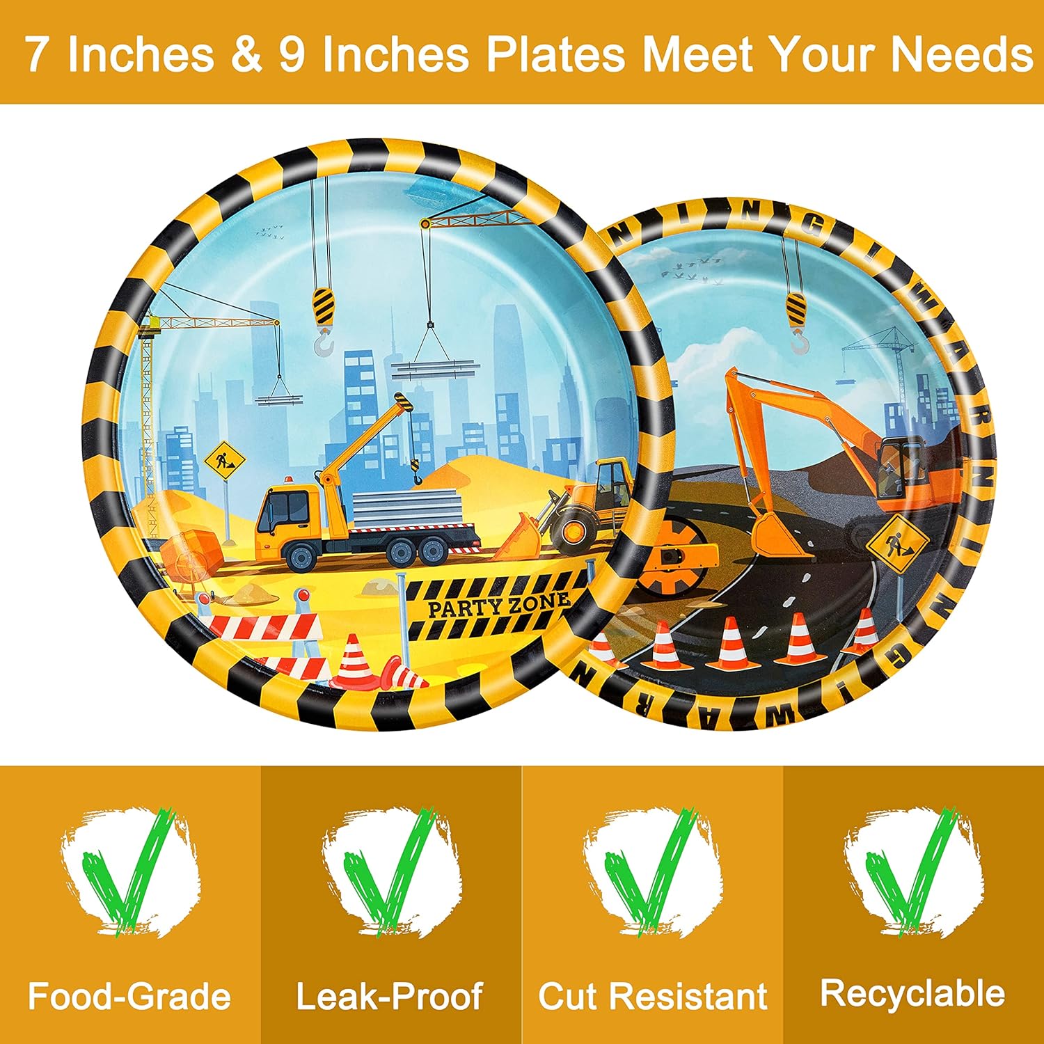 96 Pcs Construction Birthday Party Plates Napkins Forks Supplies Tableware Set Disposable Table Dump Truck Theme Decoration for Boys/Kids Birthday Party, Serves 24 Guests - Image 3