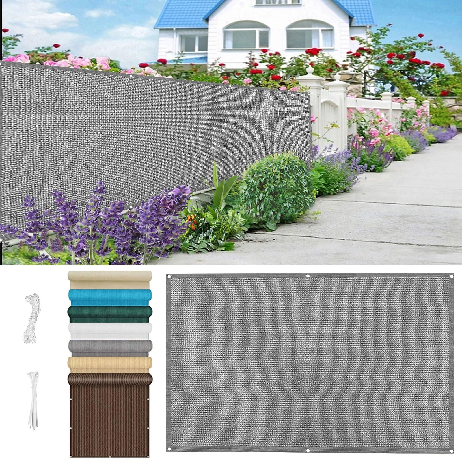 Osłona Ogrodzeniowa Balkonu 100 x 250 cm Ochrona UV Osłona Balkonu Z Sznurkiem Na Balkon I Patio Ogrodowe, Szary