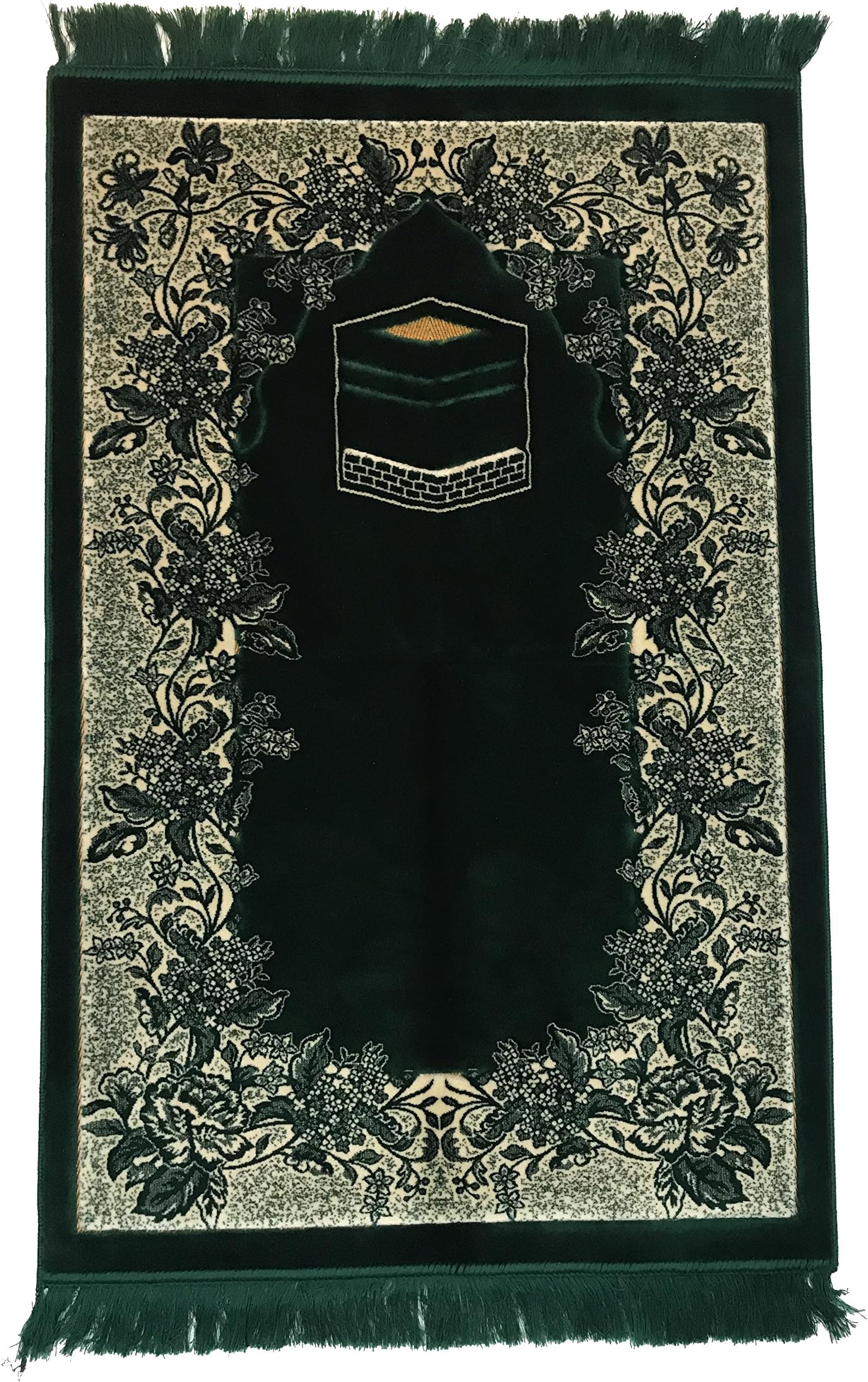 Velvet Prayer Rugs Sajda Rugs Sajjadah - Islamic Muslim Prayer Rugs Musalla Janamaz Prayer Mat Sajjadah Rug Prayer Carpets (Dark Olive Velvet (28" x 49"))