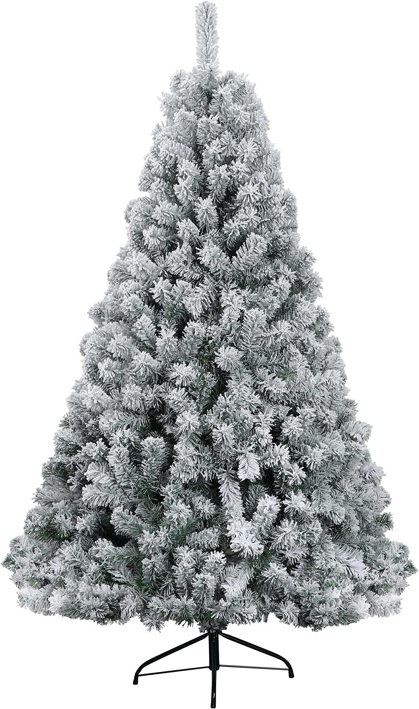 Seocsing 5.9FT/1.8M Christmas Tree, Premium Flocked Snowy Artificial Xmas Tree Decoration, Holiday Christmas Pine Tree Gifts for Indoor Outdoor Ornaments Home Office Party Festival Decor, Metal Stand