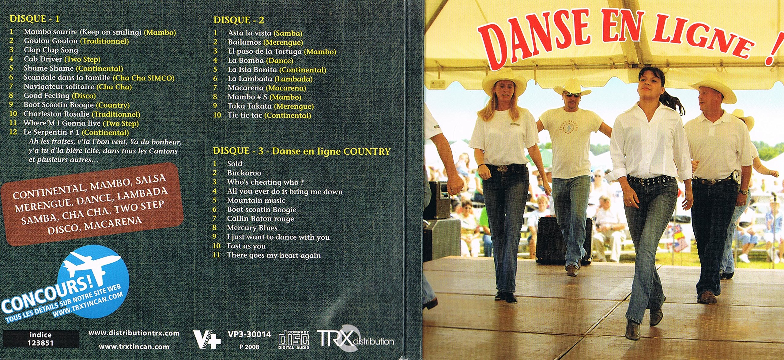 Danse En Ligne, Continental, Mambo, Salsa, Merengue, Dance, Lambada, Samba, Cha-Cha, Two Step, Disco, Macarena - INCL: 3 DISC, 33 Songs [Audio CD] Artistes Variés